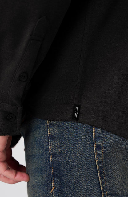 Knit Button Up in Black | Liverpool
