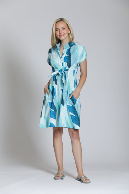 Blue Feather Tie Front Dress | APNY