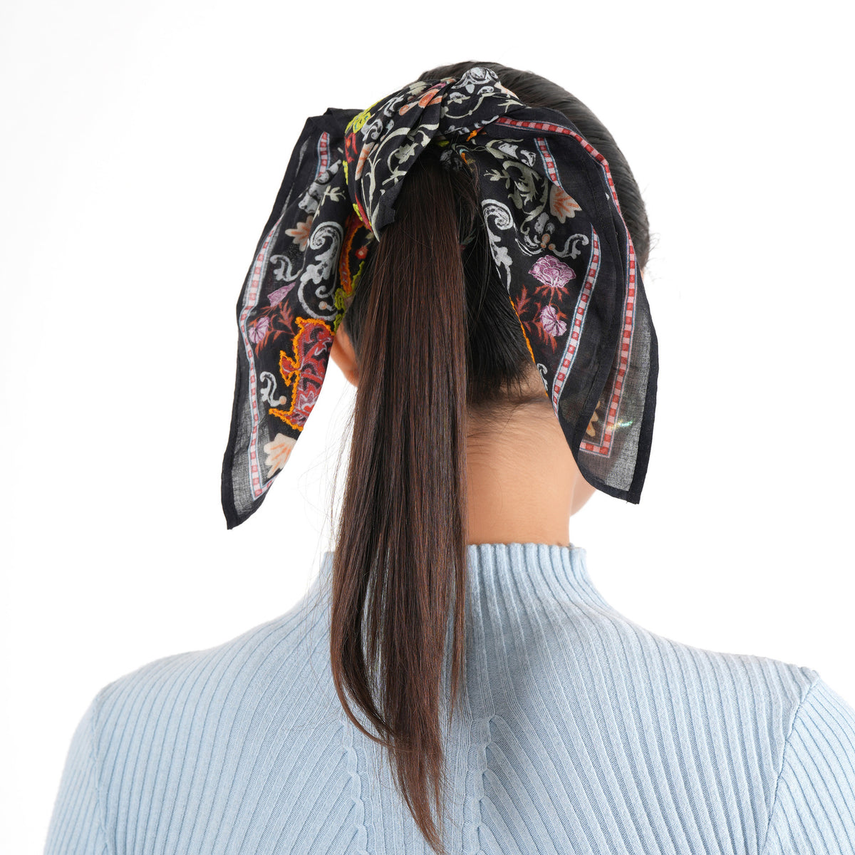 Black Kaliedescope Cotton Square Scarf