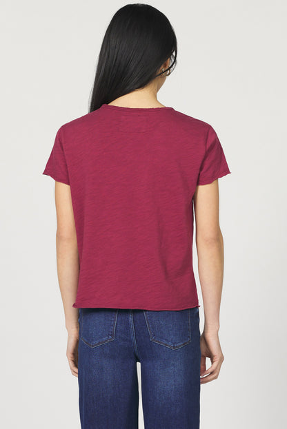 Vanya Relaxed V-Neck Tee in Tibetan Red | Dear John