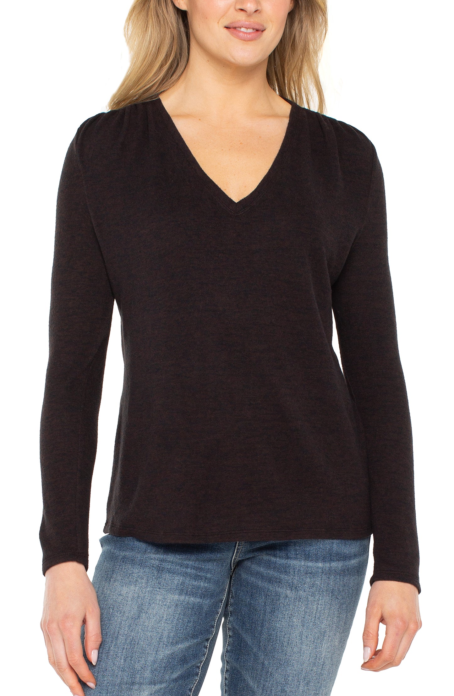 Shirred V-Neck in Java | Liverpool