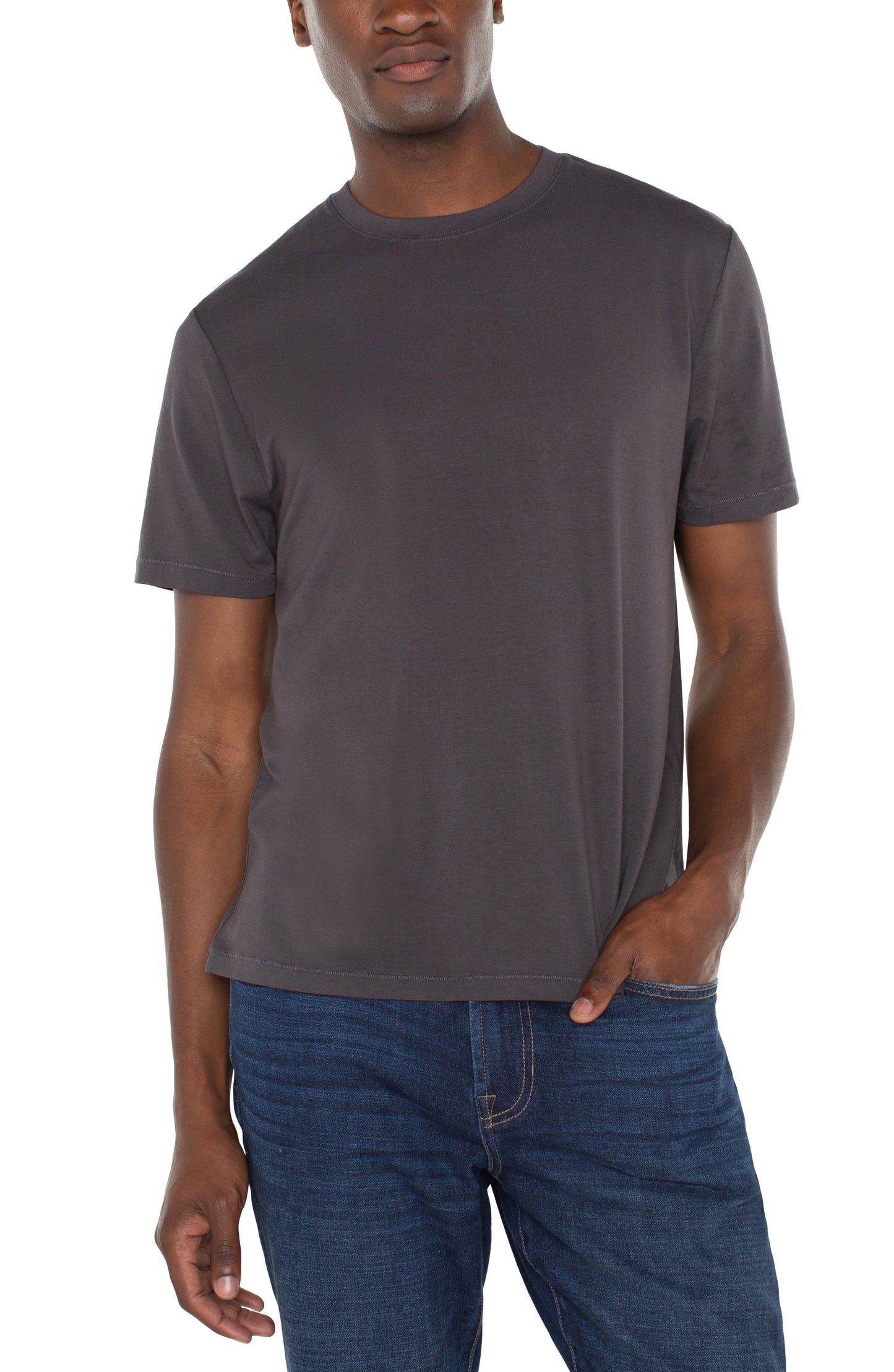 Short Sleeve Crew Neck Tee in Grey