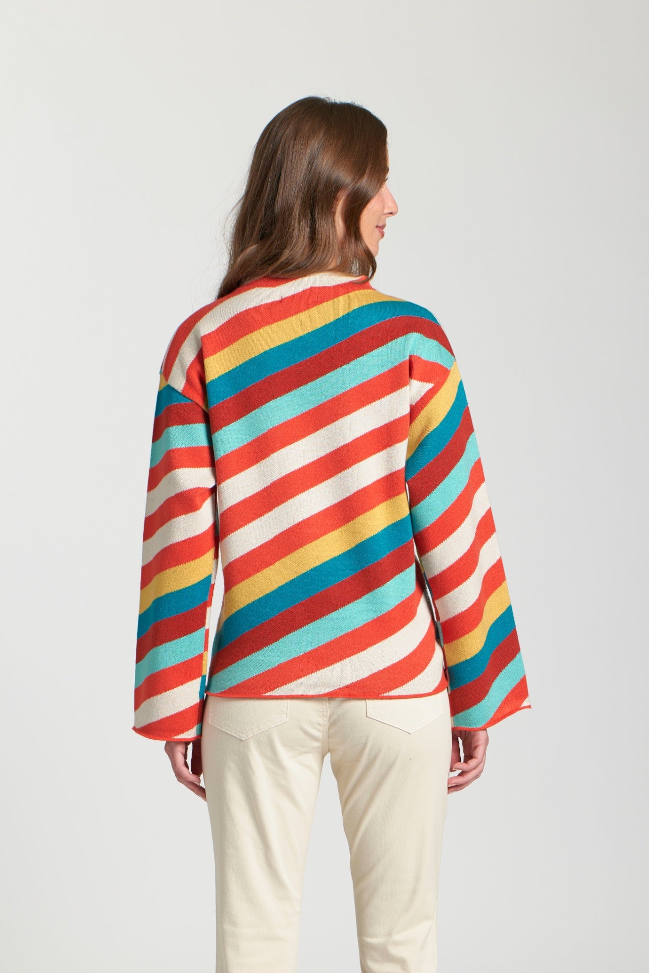 Mock Neck Sweater in Terracotta Stripe | APNY