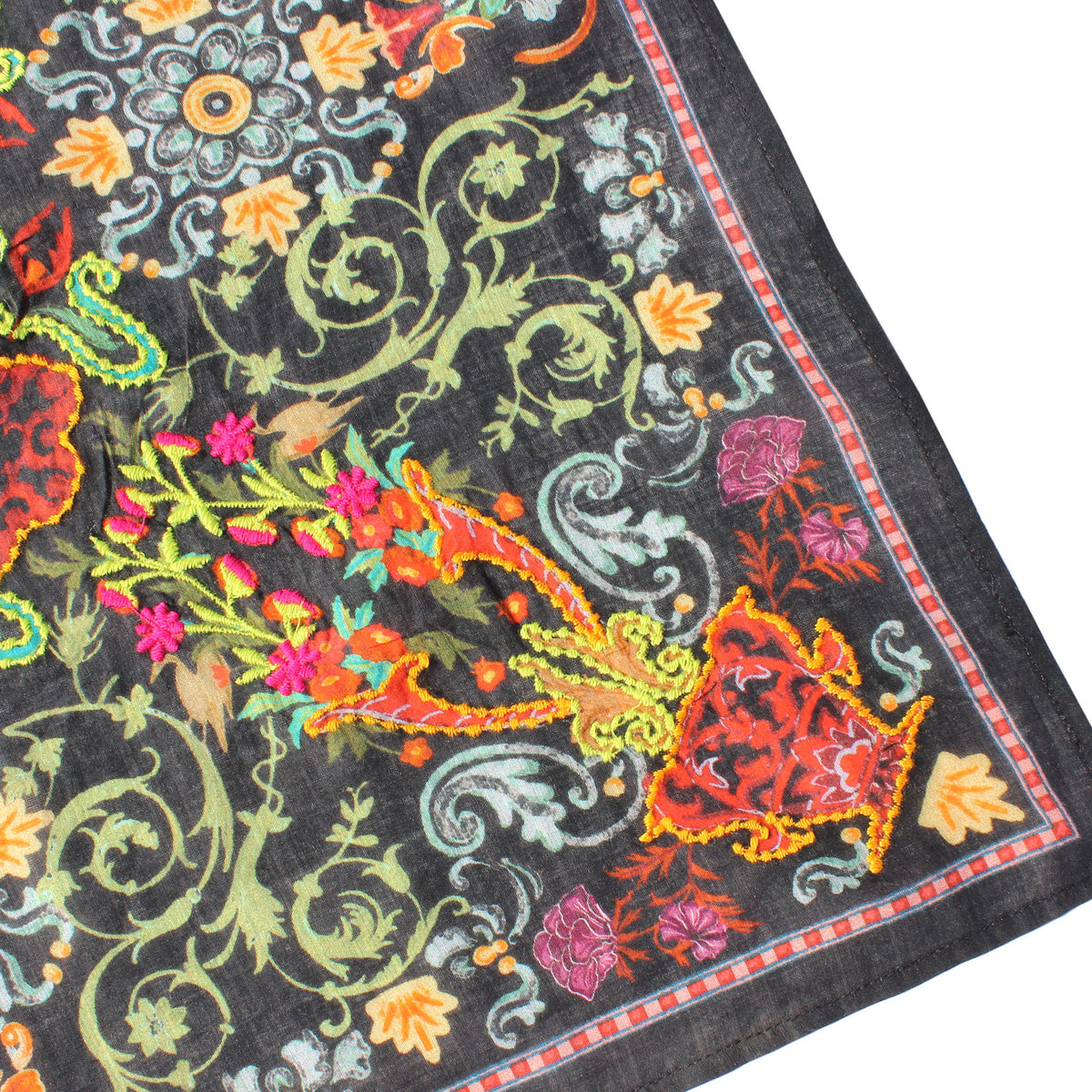 Black Kaliedescope Cotton Square Scarf