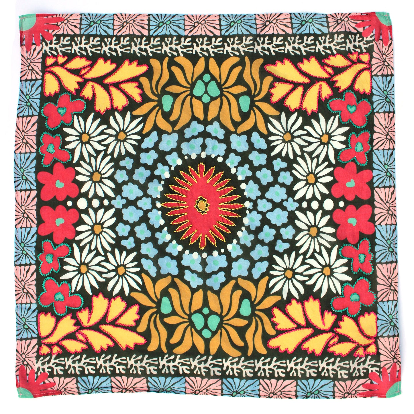 Groovy Floral Cotton Square Scarf