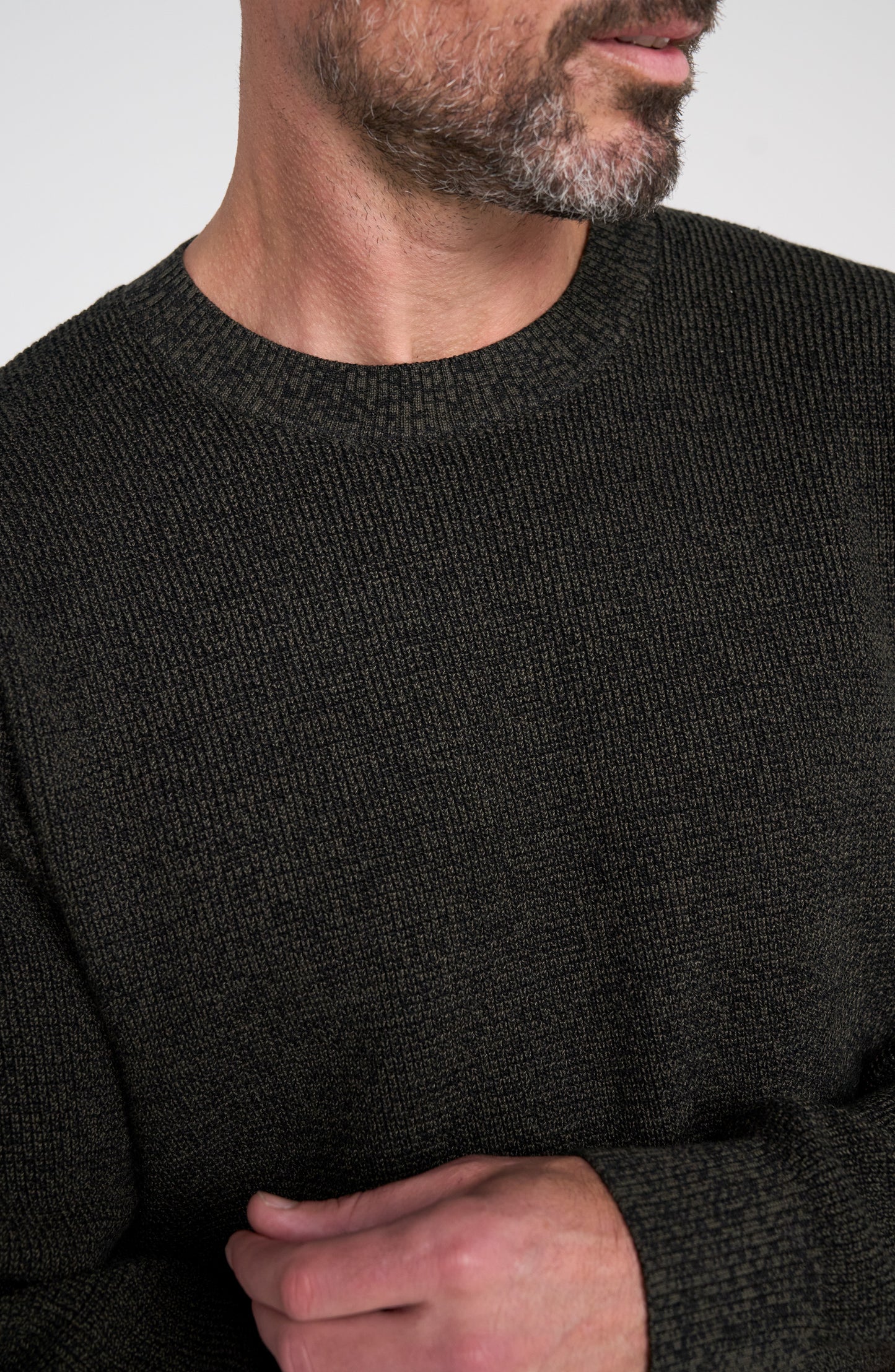 Crew Neck Sweater in Black Olive | Liverpool
