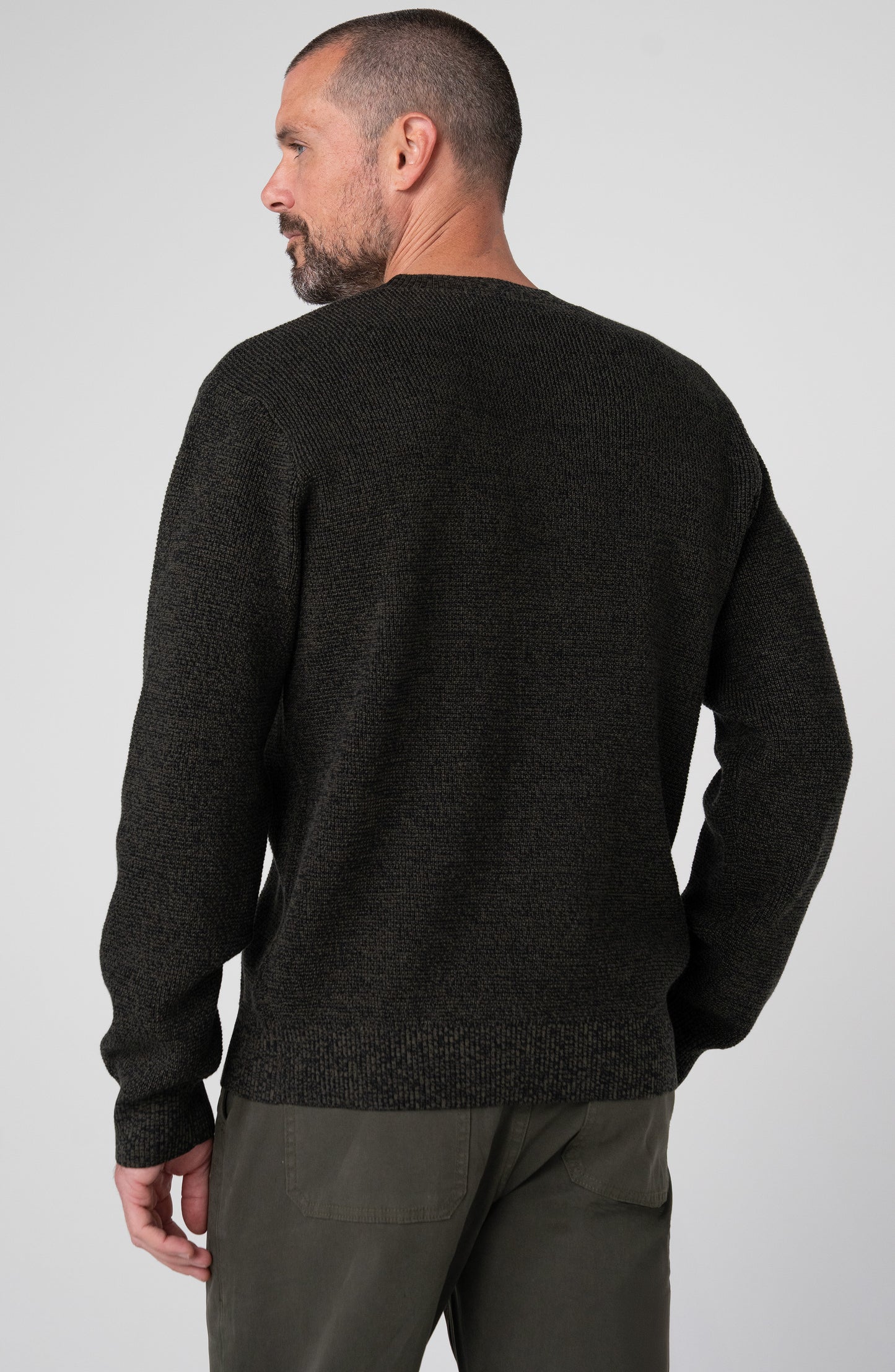 Crew Neck Sweater in Black Olive | Liverpool