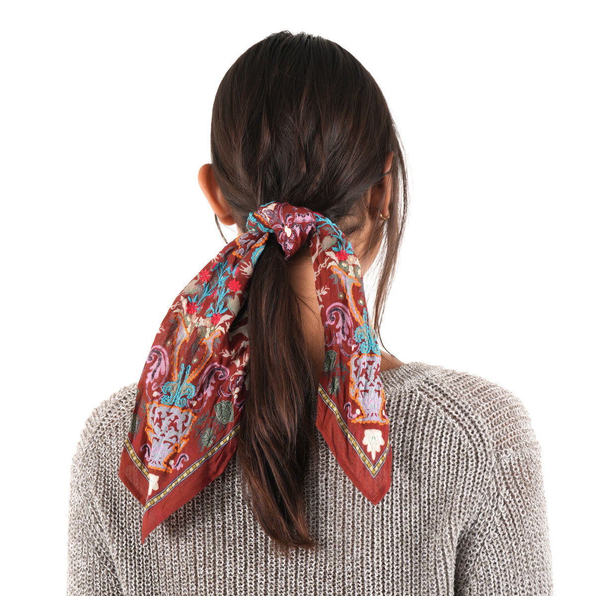 Rust Kaliedescope Cotton Square Scarf