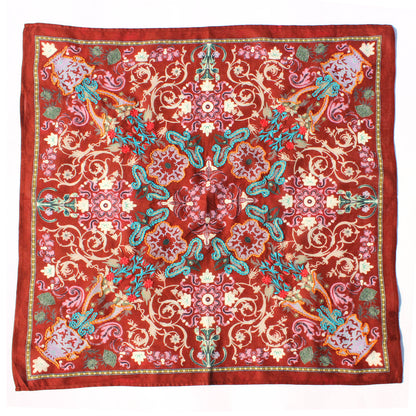 Rust Kaliedescope Cotton Square Scarf
