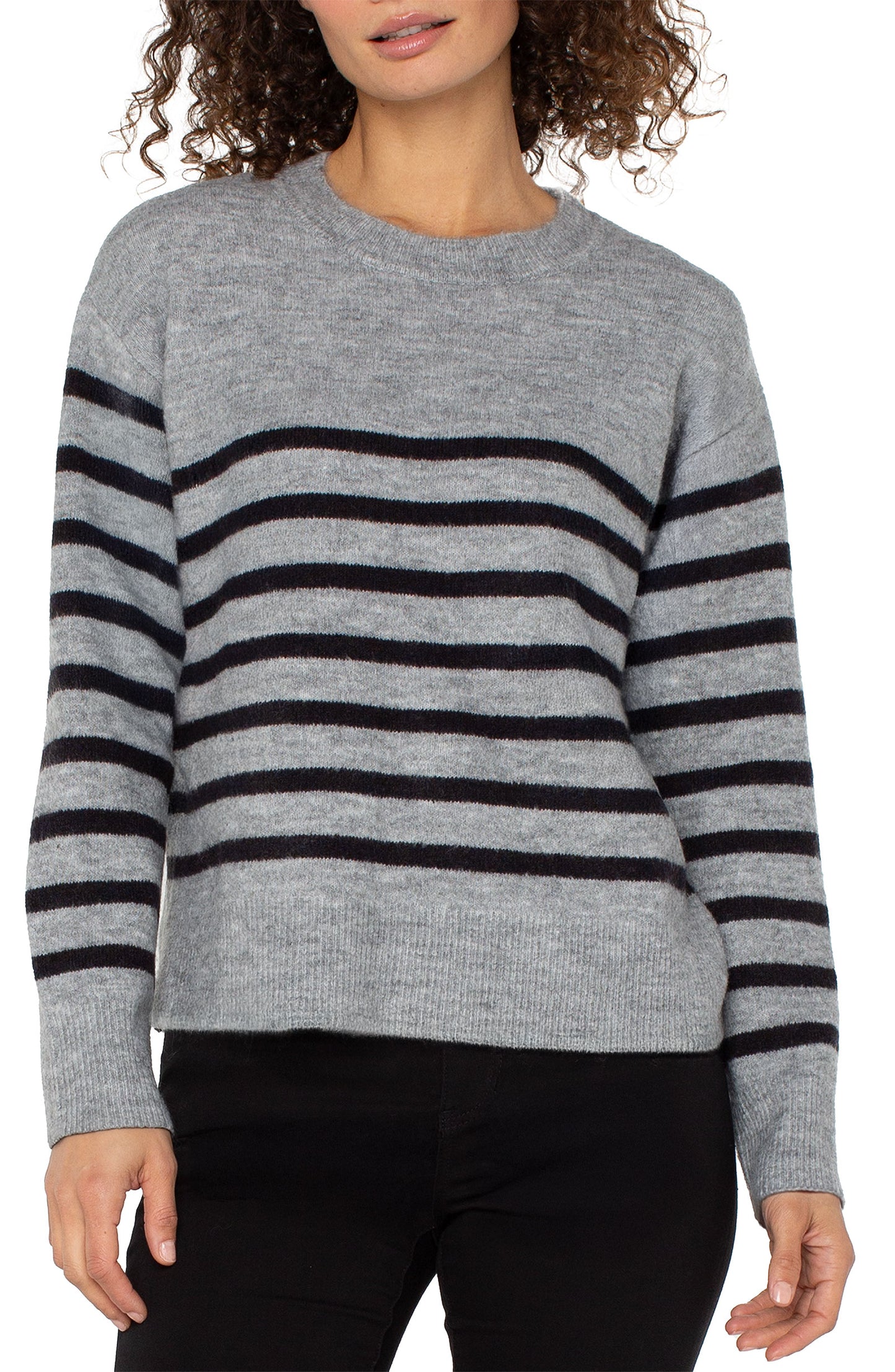 Crew Sweater in Grey Stripe | Liverpool