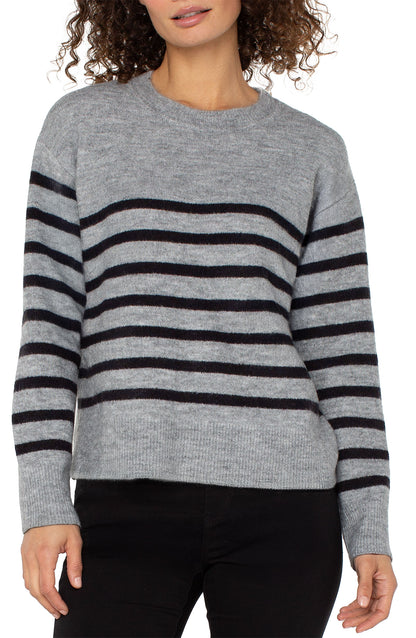 Crew Sweater in Grey Stripe | Liverpool