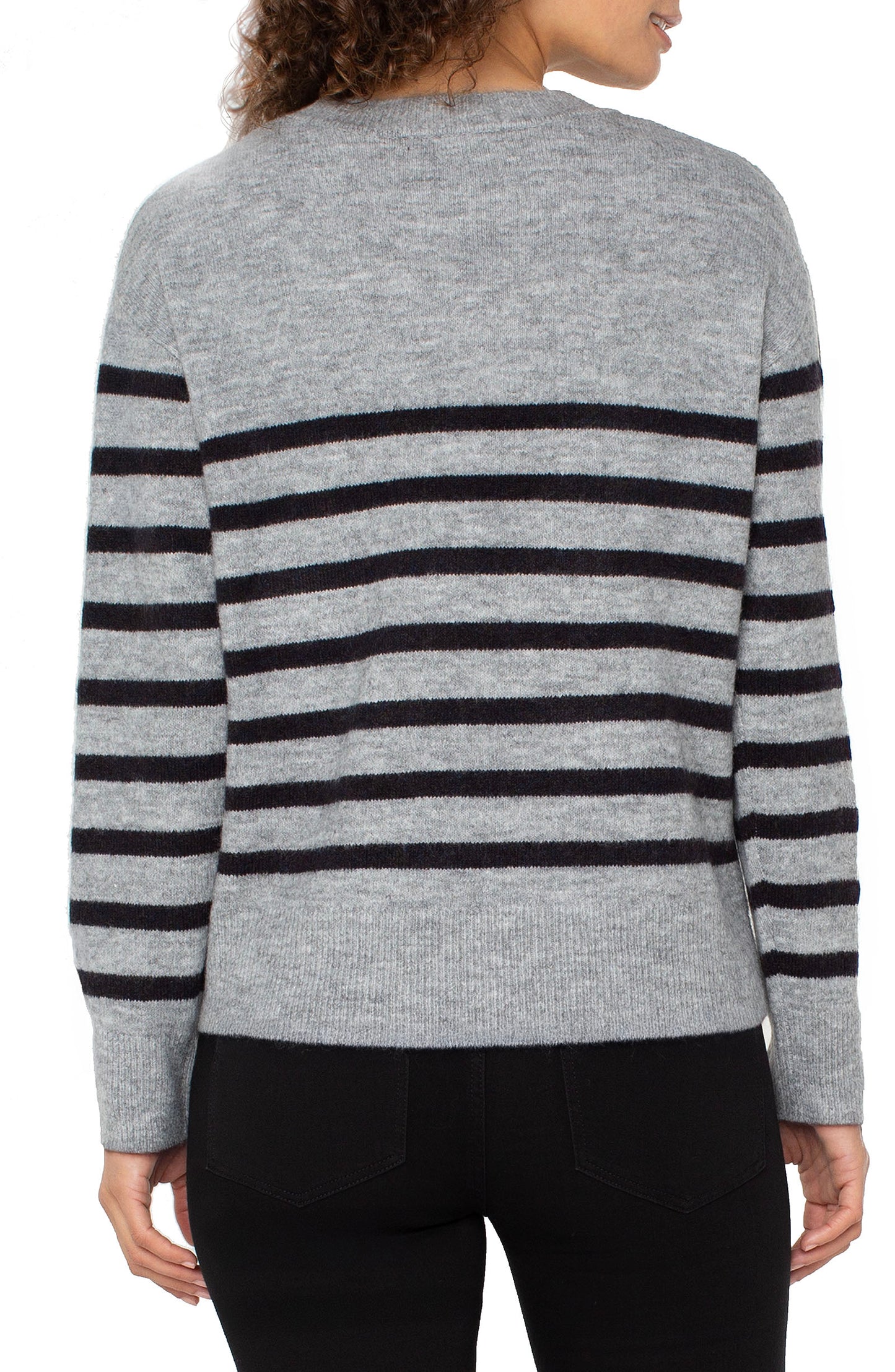 Crew Sweater in Grey Stripe | Liverpool