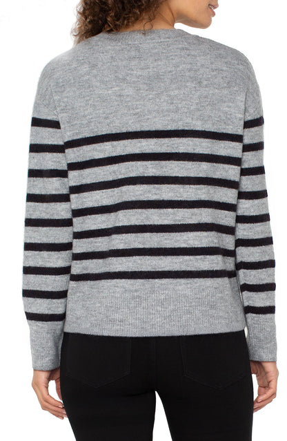Crew Sweater in Grey Stripe | Liverpool