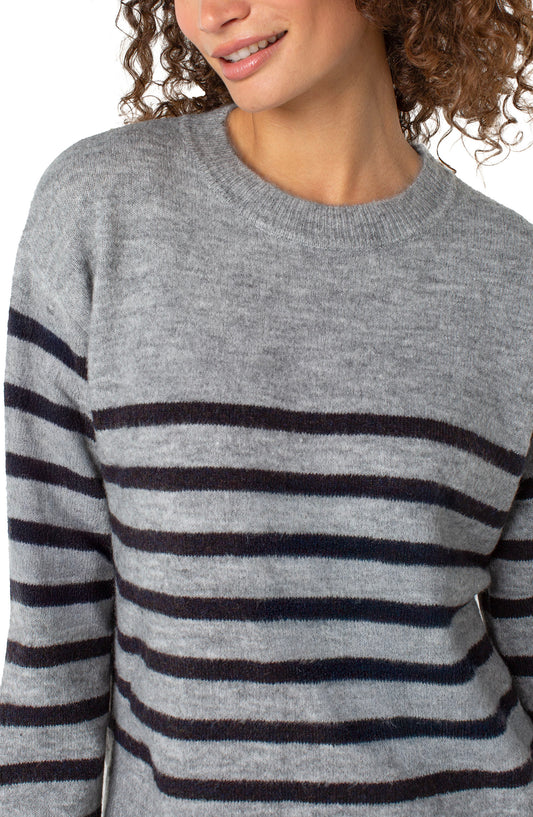 Crew Sweater in Grey Stripe | Liverpool