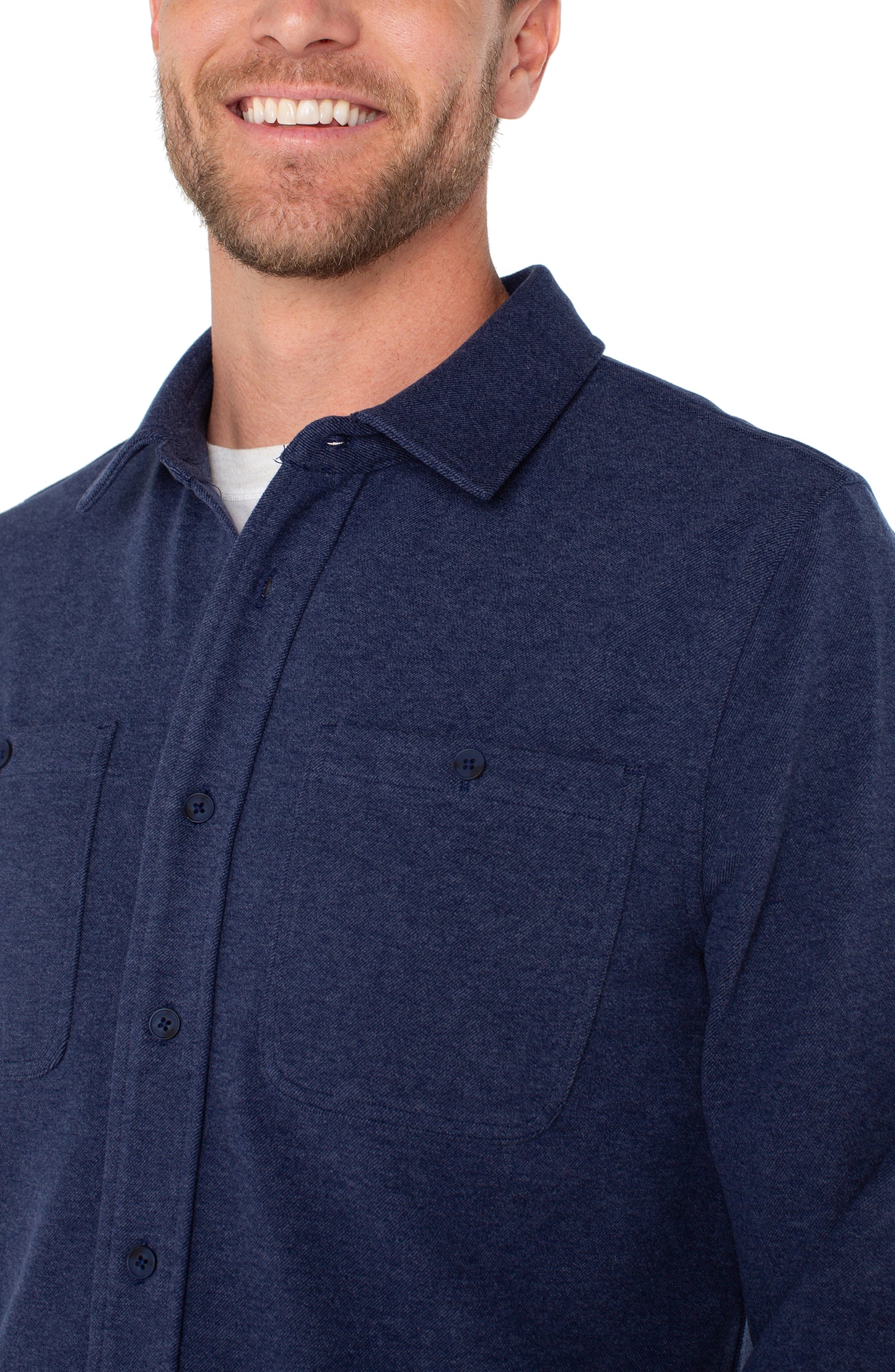 Knit Button Up in Midnight | Liverpool