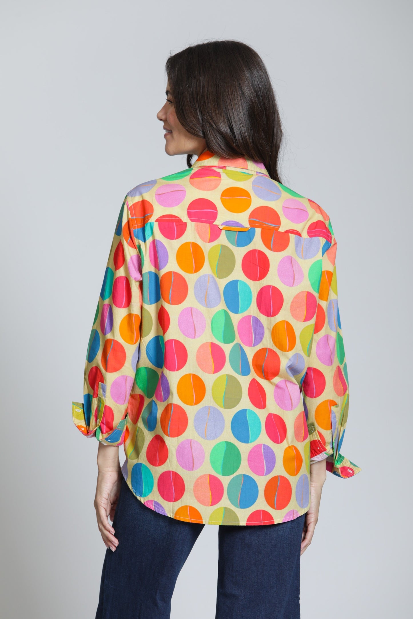 Cotton Button-Up in Retro Dot Print | APNY