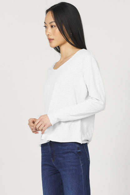 Vanya V-Neck Long Sleeve in White | Dear John