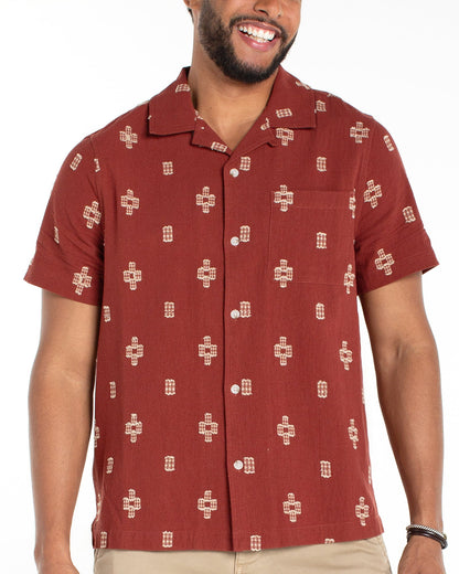 Short Sleeve Camp Shirt in Red Oat | Liverpool