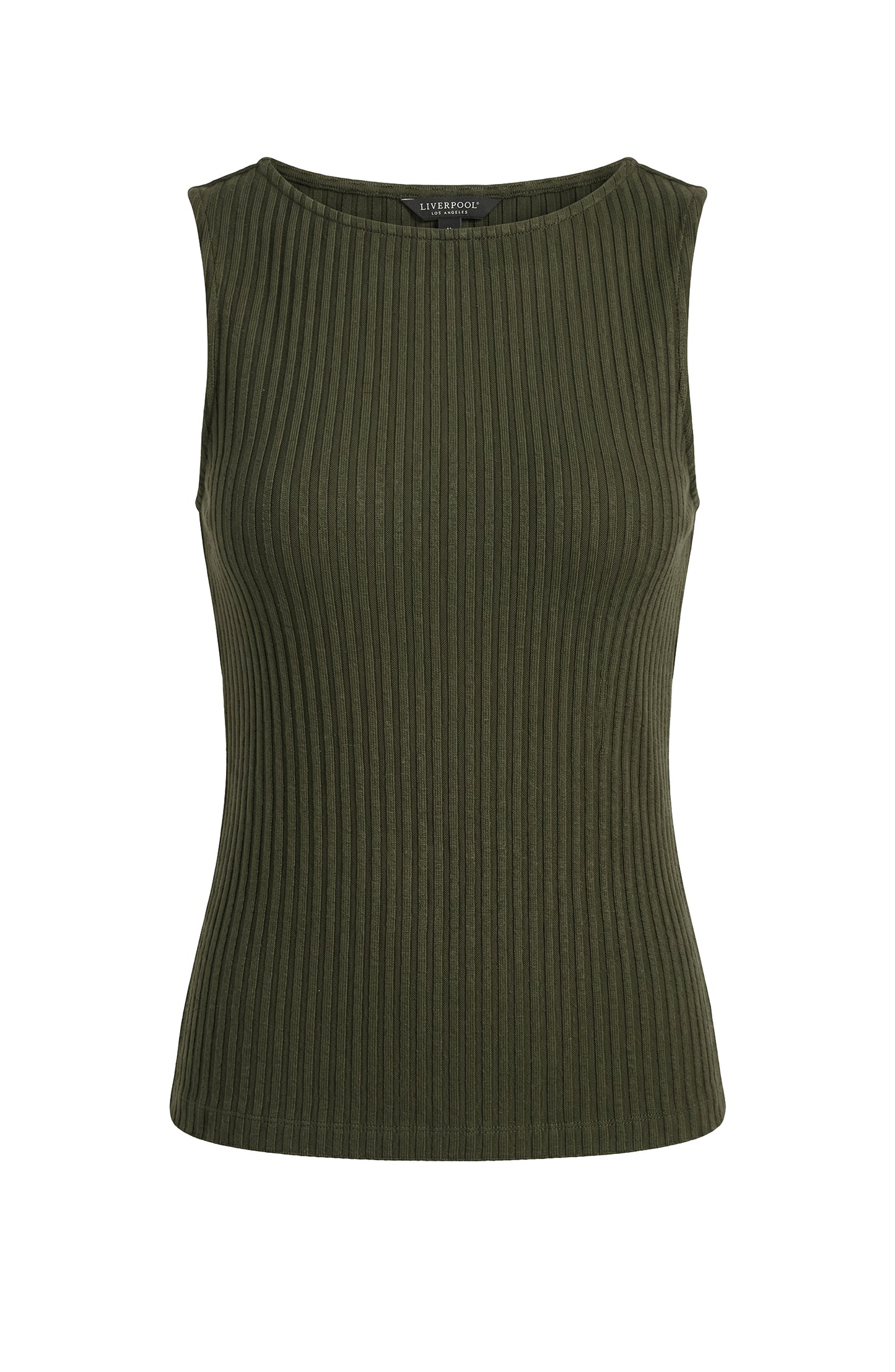 Sleeveless Boat Neck Knit Top in Hunter | Liverpool