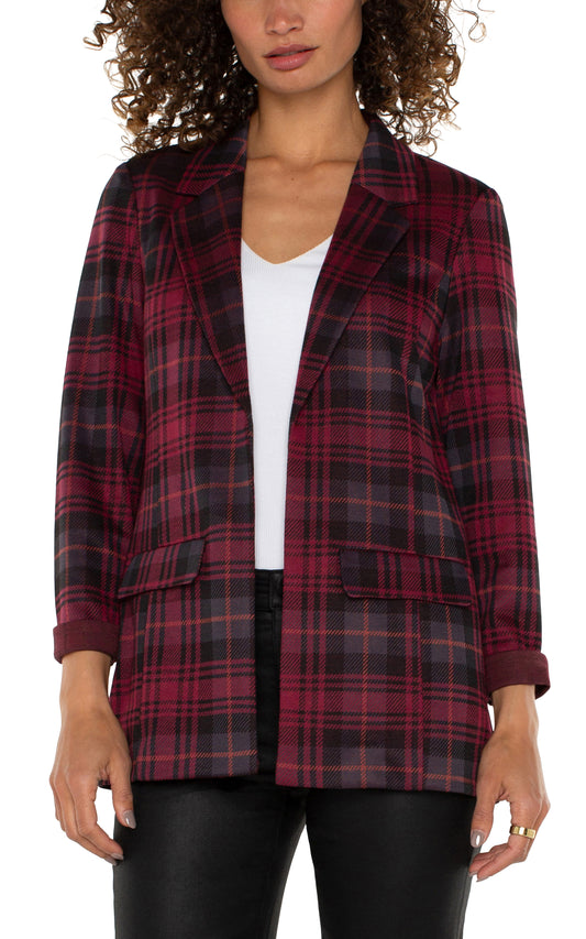 Boyfriend Blazer in Blackberry Tartan Plaid | Liverpool