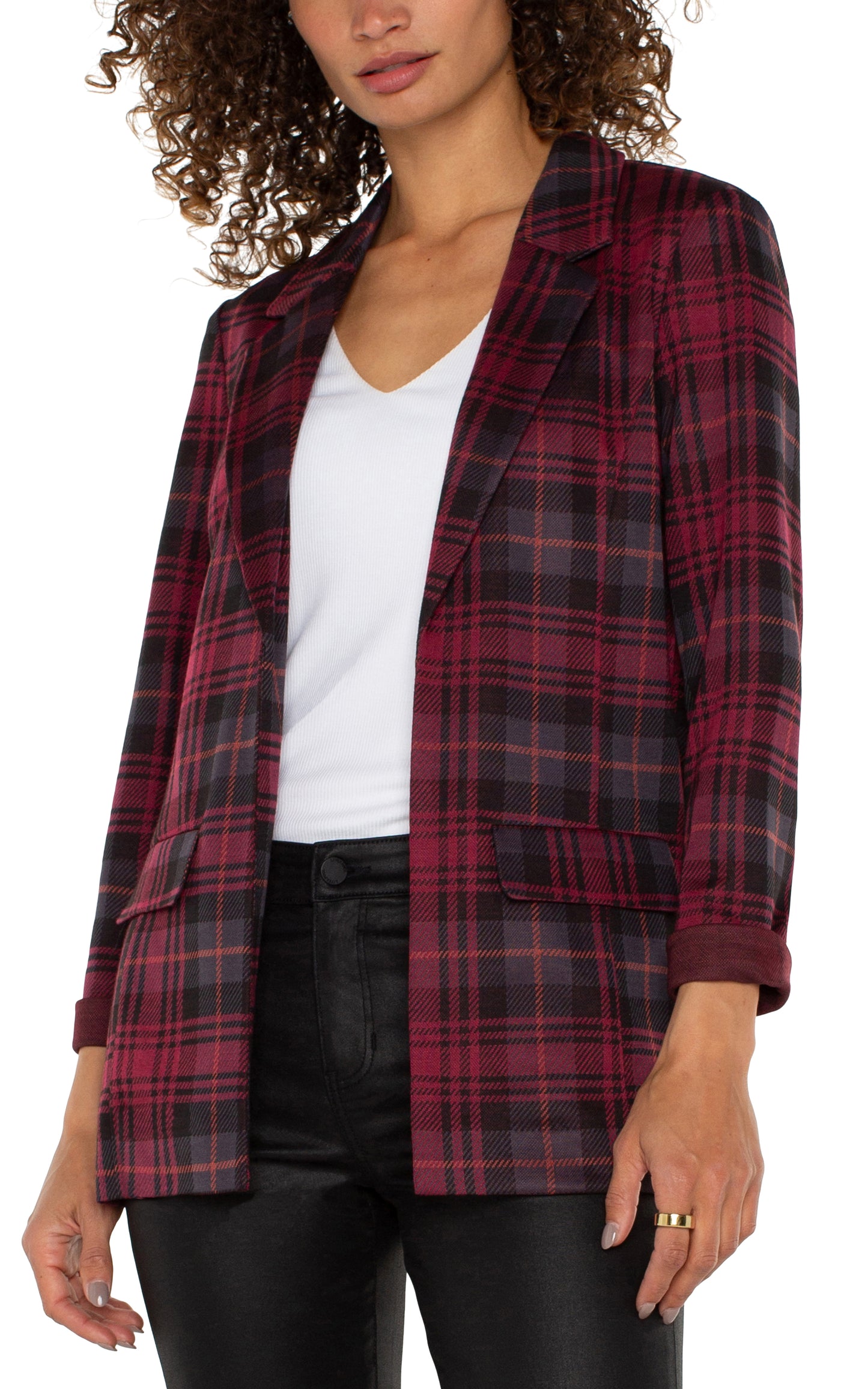 Boyfriend Blazer in Blackberry Tartan Plaid | Liverpool