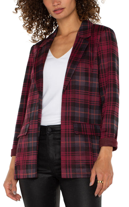 Boyfriend Blazer in Blackberry Tartan Plaid | Liverpool