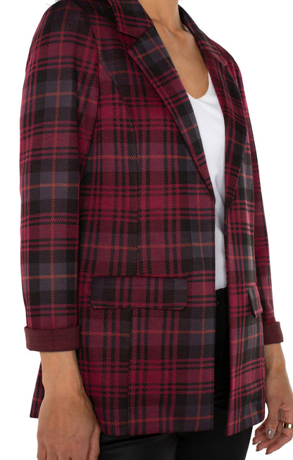 Boyfriend Blazer in Blackberry Tartan Plaid | Liverpool