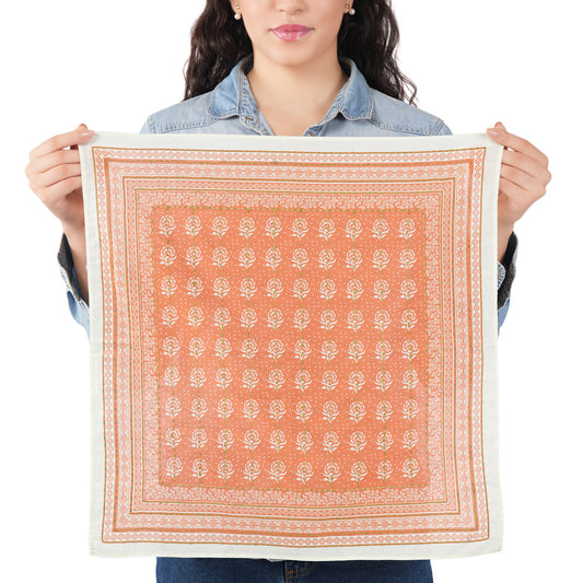 Pumpkin Orange Cotton Square Scarf