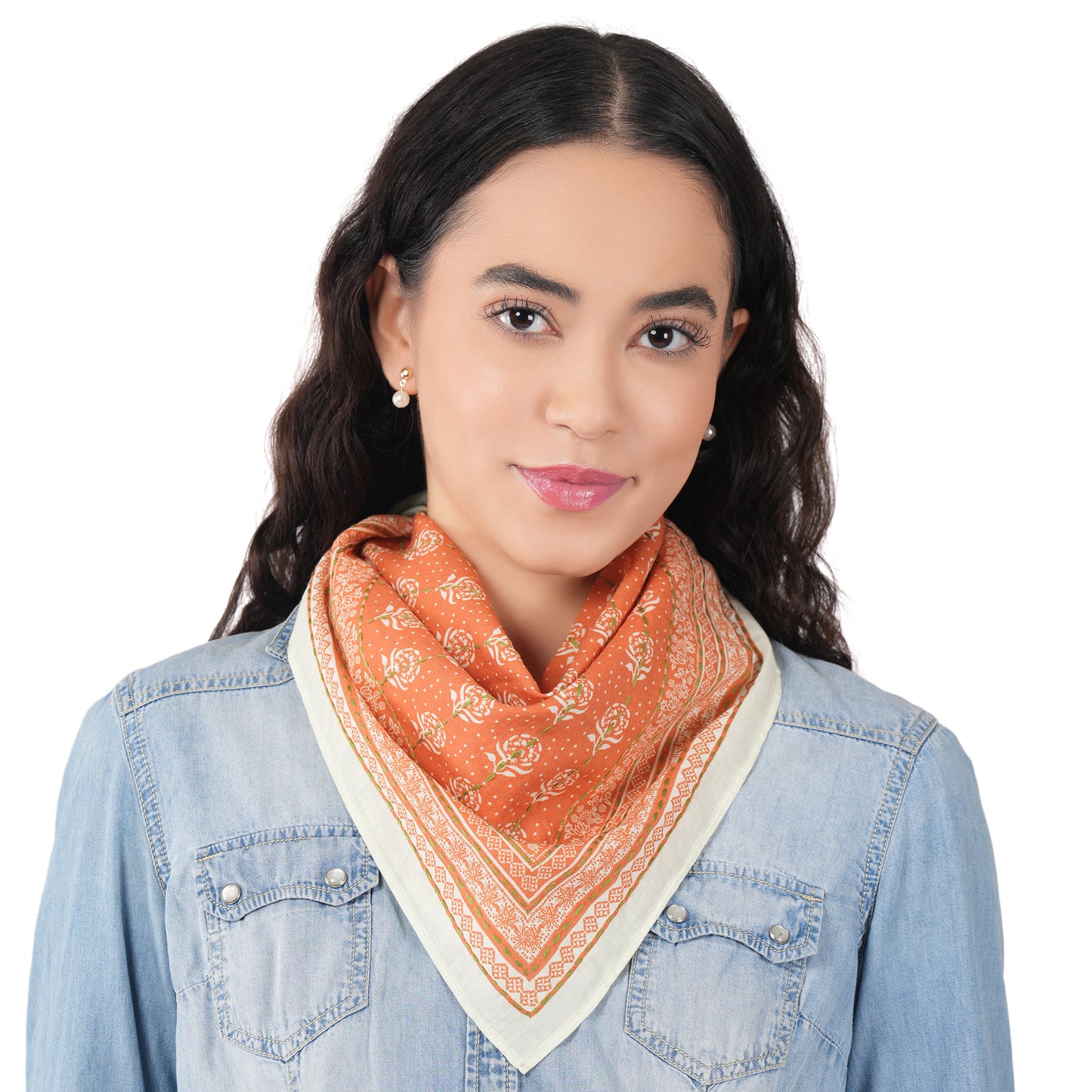Pumpkin Orange Cotton Square Scarf