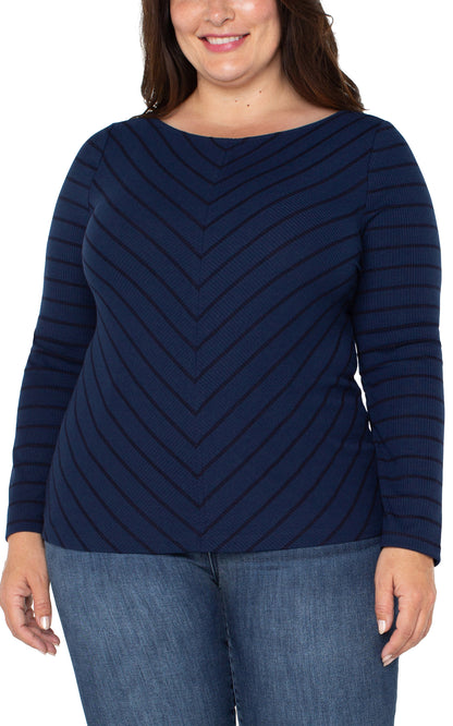 Navy Stripe Boatneck Top | Liverpool