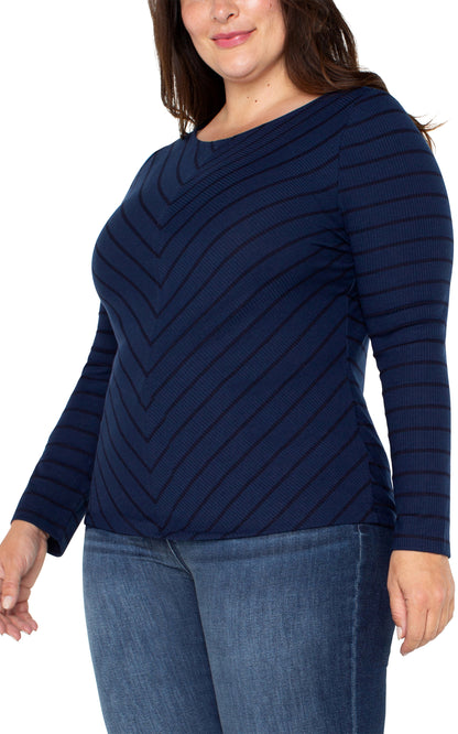 Navy Stripe Boatneck Top | Liverpool