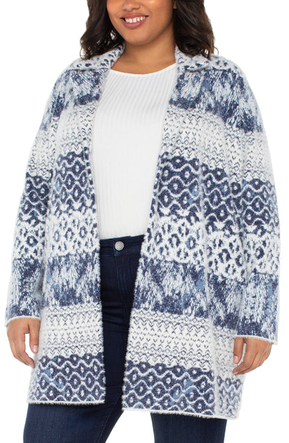 Open Sweater Coat in Blue & White | Liverpool
