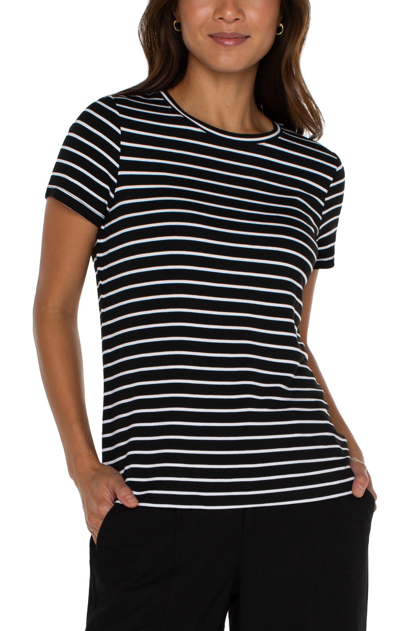 Black & White Stripe Knit Tee | Liverpool
