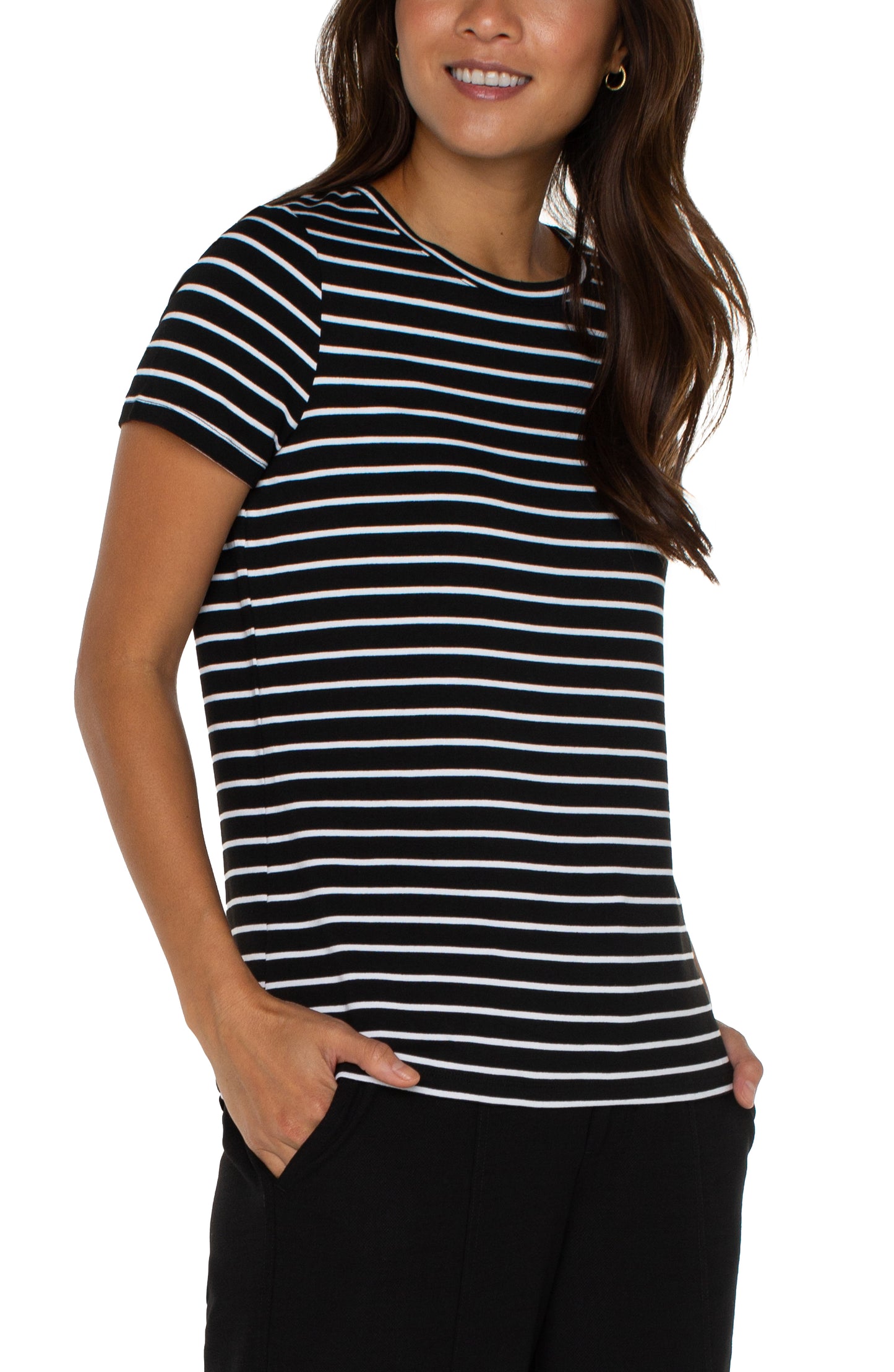 Black & White Stripe Knit Tee | Liverpool