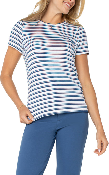Indigo & White Stripe Knit Tee | Liverpool