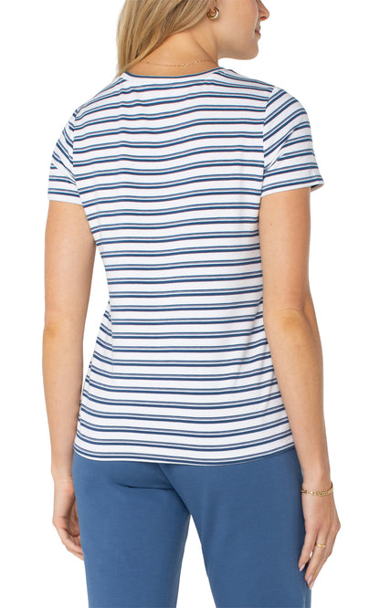 Indigo & White Stripe Knit Tee | Liverpool