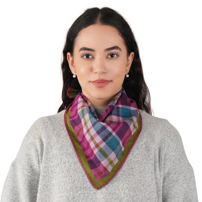Magenta Plaid Cotton Square Scarf