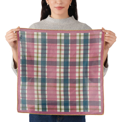 Rose Plaid Cotton Square Scarf