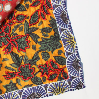 Blue Patchwork Cotton Square Scarf