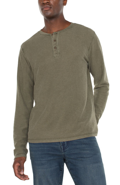 Long Sleeve Henley in Sea Turtle