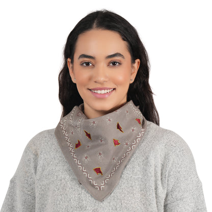 Gray Patchwork Cotton Square Scarf