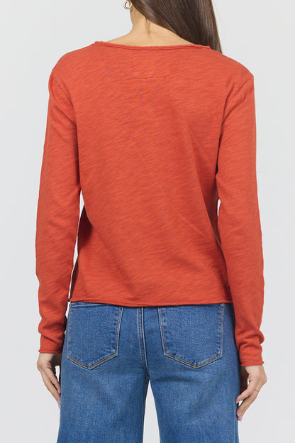 Vanya V-Neck Long Sleeve in Pumpkin | Dear John
