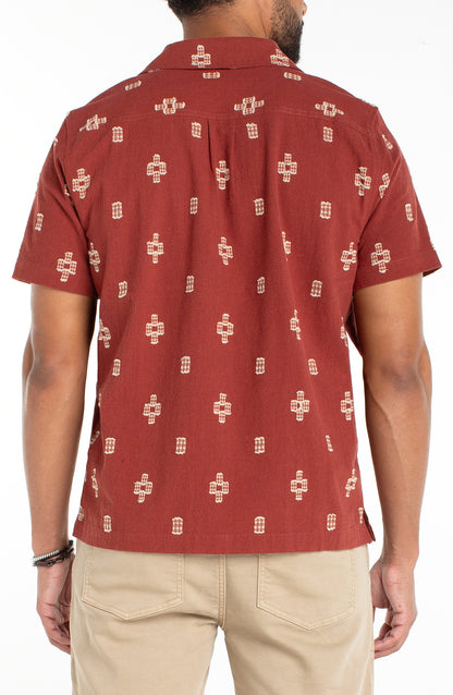Short Sleeve Camp Shirt in Red Oat | Liverpool