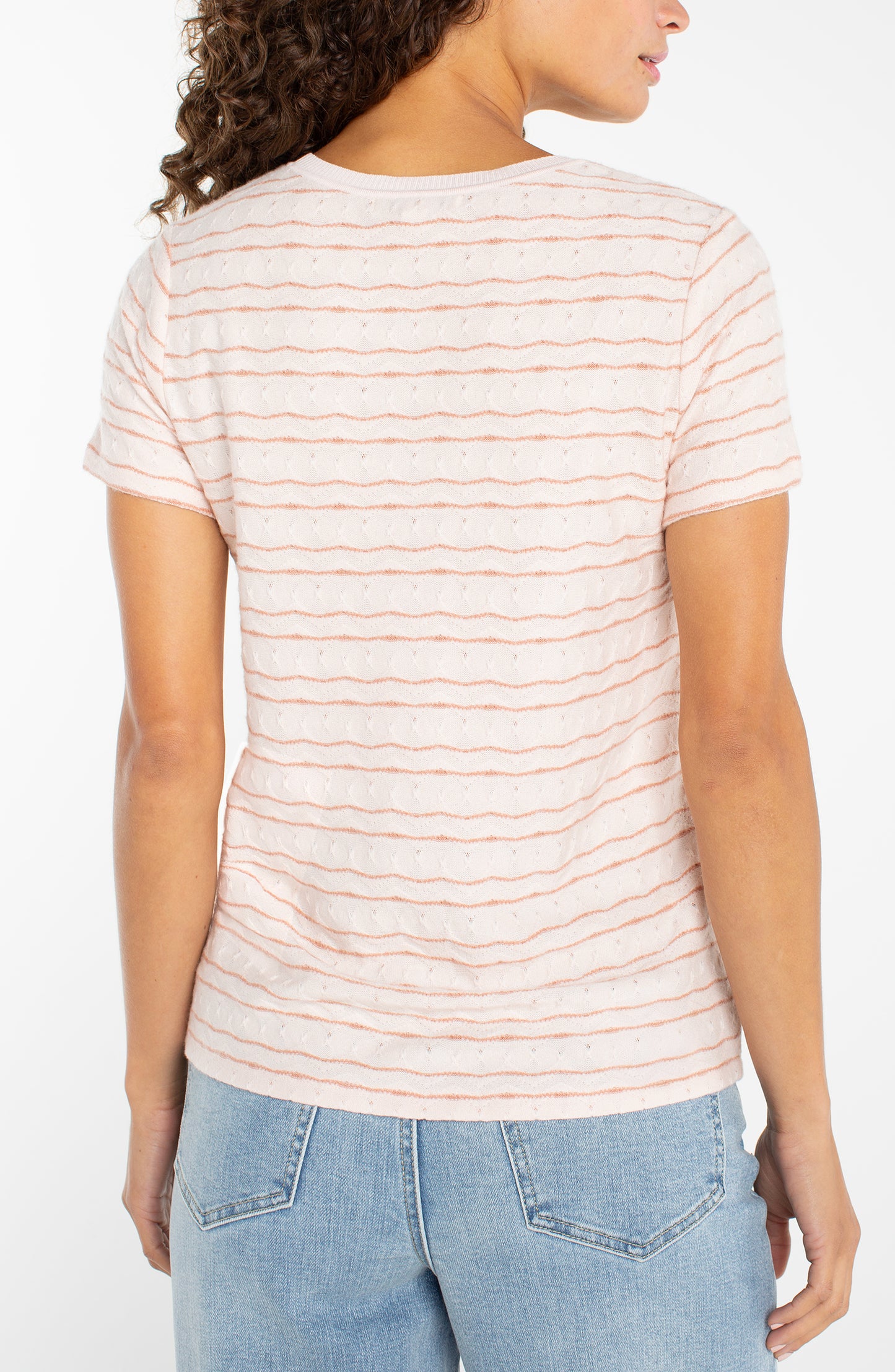 Peachy Stripe Knit Tee with Rib Trim | Liverpool