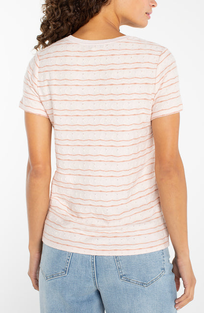 Peachy Stripe Knit Tee with Rib Trim | Liverpool