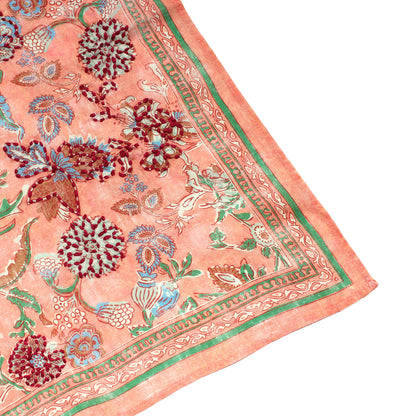 Peach Vintage Floral Cotton Square Scarf