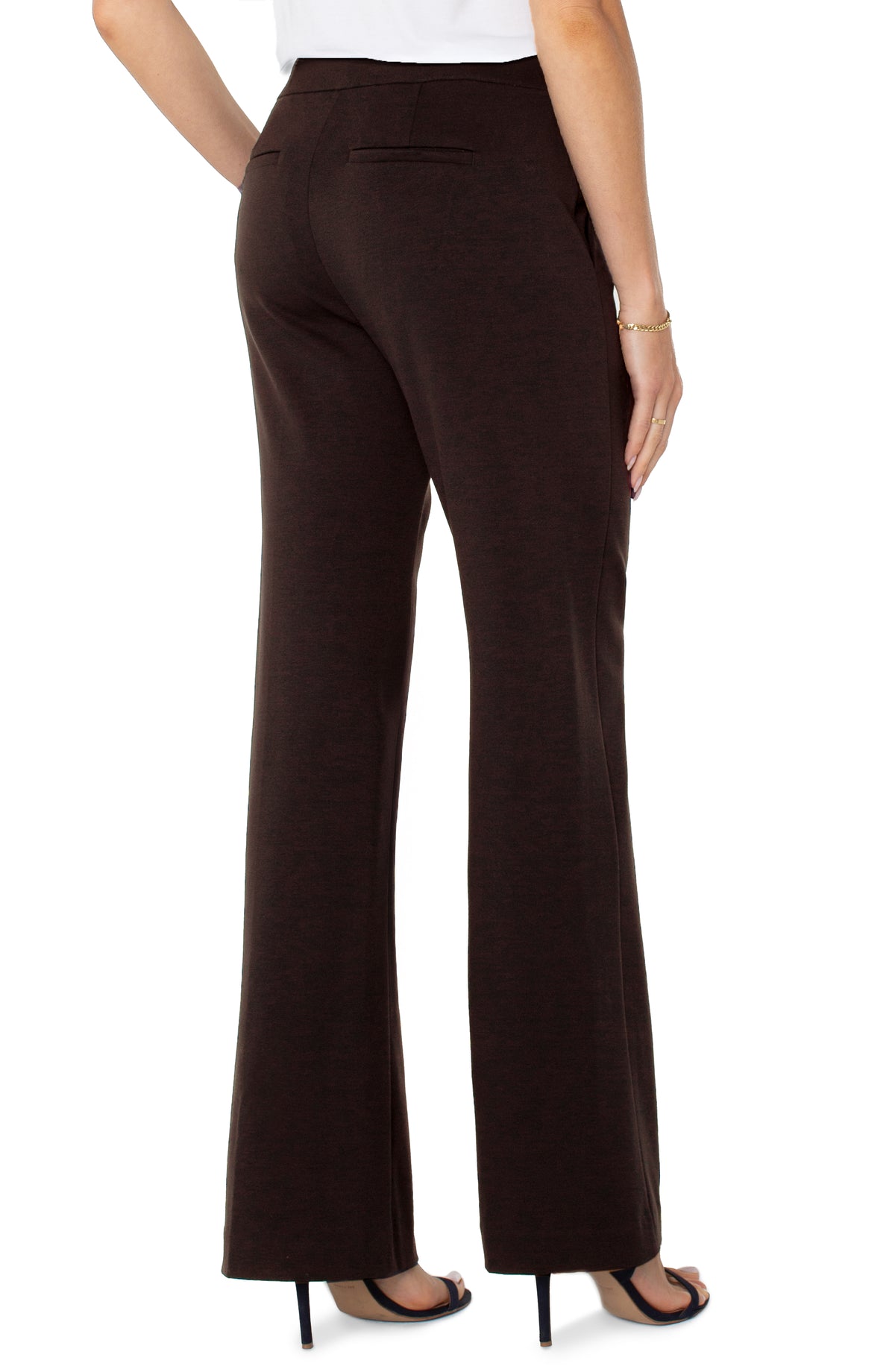 Kayla Wide Leg Trouser in Truffle | Liverpool