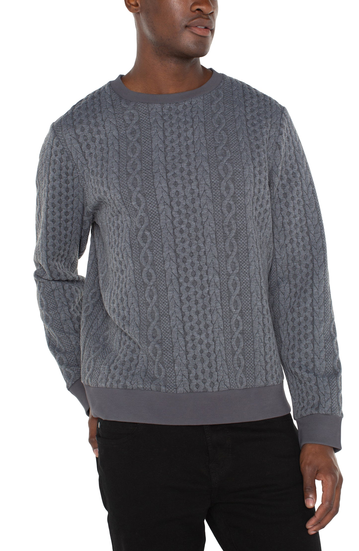 Crew Neck Pullover in Charcoal Gray