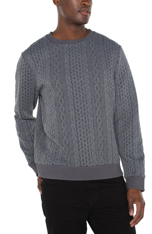 Crew Neck Pullover in Charcoal Gray