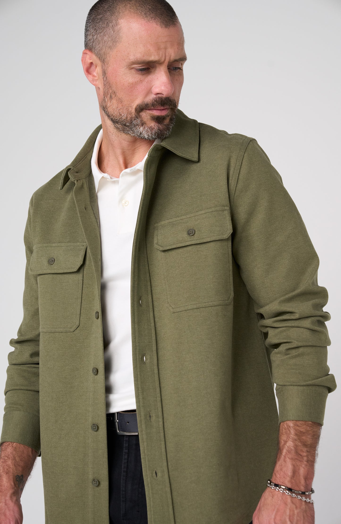 Knit Button Up in Moss | Liverpool